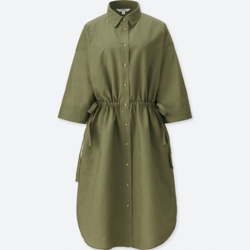 Uniqlo olive green paper bag dress